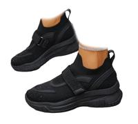 Baskets orthopédiques légères à enfiler avec ceinture en tricot avec strass pour femme, chaussures de tennis et de marche à paillettes scintillantes, Noir , 10 UK Wide
