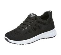 Baskets orthopédiques légères en maille respirante pour femme - Soutien de la voûte plantaire - Antidérapantes - Mousse à mémoire de forme - Chaussures de marche orthopédiques douces et épaisses, Noir