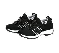 Baskets orthopédiques pour femme - Semelle souple - Chaussures à lacets - Respirantes - Séchage rapide - Antidérapantes - Décontractées - Chaussures de marche confortables, Noir , 38 EU
