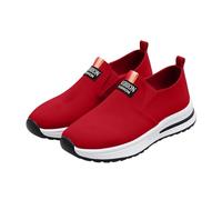 Baskets orthopédiques pour femme - Texture en daim - Semelle épaisse - Chaussures de marche décontractées - Légères - Pour le quotidien - Style femme, Rouge, 37 EU