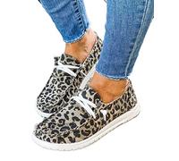 Baskets Orthopédiques pour Femmes Imprimé Léopard Décontracté Confort Marche Chaussures Toile Légères Antidérapantes Respirantes sans Lacet Sneaker Bout Arrondi Chaussures