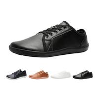 Baskets Oxfords pour homme - Chaussures basses à lacets - Chaussures pieds nus - En cuir - Minimalistes - Pour l'extérieur, le trail, la course, la marche, l'entraînement, Noir , 44 EU