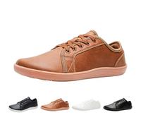 Baskets Oxfords pour homme - Chaussures basses à lacets - Chaussures pieds nus - En cuir - Minimalistes - Pour l'extérieur, le trail, la course, la marche, l'entraînement, marron, 40 EU
