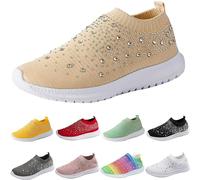 Baskets pailletées pour femme, chaussures de sport, sans lacets, en maille respirante, chaussures de course, chaussures de loisirs, chaussures confortables à enfiler, chaussures de course sur route