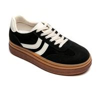 Baskets plateforme à semelle contrastée avec bandes latérales en V Une touche de nouveauté, une touche de confort et une touche de style. Le contraste entre les paniers et le dynamisme du design. Tout