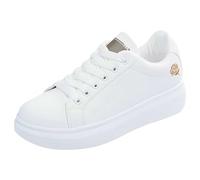 Baskets plateforme blanches pour femmes - Chaussures de tennis légères pour le sport, la marche, la course à pied et le jogging - Baskets à lacets confortables et respirantes pour le tennis - Baskets