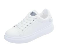 Baskets plateforme blanches pour femmes - Chaussures de tennis légères pour le sport, la marche, le jogging - Baskets à lacets confortables et respirantes - Chaussures de sport et de tennis