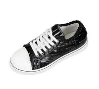 Baskets plates à paillettes pour femme - Chaussures de course - Chaussures d'extérieur - Chaussures de loisirs rondes - Paillettes - Chaussures de sport antidérapantes - Semelle brillante - Bottines