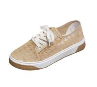 Baskets plates en maille pour femme Motif pied-de-poule, kaki, 37 EU
