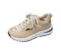 Baskets plates pour femme - Chaussures de course plates en maille creuse - Chaussures basses à lacets antidérapantes avec coussin d'air - Bout rond - Semelle souple - Chaussures de loisirs