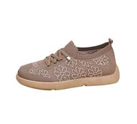 Baskets plates pour femme - Chaussures de loisirs - En maille respirante - Blanc - Pour l'été - Confortables - Pour la marche - Pour le sport - Pour la fête de la bière - Chaussures de sport
