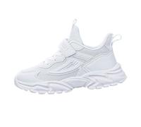 Baskets pour enfant Garçon Air Mesh Blanc Léger Lacets Respirant 5 17 | Tissu en maille blanche, lacets élastiques avec fermeture , semelle flexible, unisexe, pour l'école et les loisirs