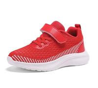 Baskets pour enfants en maille légère et respirante - Chaussures de course confortables avec semelle flexible - Pour un usage quotidien, 04 Rouge, 37 1/3 EU