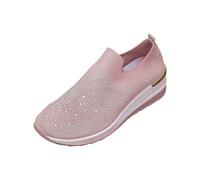 Baskets pour femme avec talon compensé - Chaussures de marche compensées - Pour les loisirs - Légères - Larges - Respirantes - Confortables, Rose 1, 38 EU