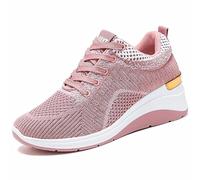 Baskets pour femme avec talon compensé - Chaussures de sport en maille - Légères et respirantes - Chaussures de course confortables - Tissu tricoté - Antidérapantes - Chaussures de fitness