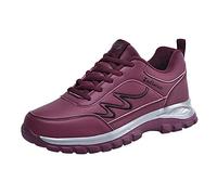 Baskets pour femme - Chaussures de course - Chaussures de sport - Mode - Chaussures de sport plates antidérapantes - Imperméables - Lacets - Texture simple - Design décontracté - Pour fille, Bordeaux