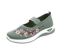 Baskets pour femme - Chaussures de loisirs à enfiler - Chaussures de sport tendance - Respirantes - Semelle plate confortable - Légères - Couleur unie - Bouche plate - Baskets pour femme, vert, 40.5