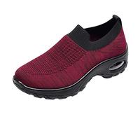 Baskets pour femme - Chaussures de sport - Chaussures de course - Chaussures unies - Pour femme - Tubes tendance - Respirantes - Loisirs - Sport - Maille - Chaussures de loisirs pour femme, rouge, 40