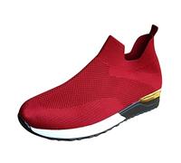 Baskets pour femme - Chaussures de sport - Chaussures de course - Maille - Sports - Fétiche - Chaussures solides respirantes - Couleur extérieure - Pour chaussures à enfiler - Pour femme, rouge, 37.5