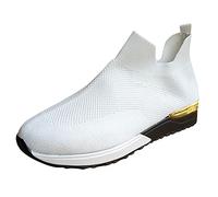Baskets pour femme - Chaussures de sport - Chaussures de course - Maille - Sports - Fétiche - Chaussures solides respirantes - Couleur extérieure - Pour chaussures à enfiler - Pour femme, Blanc., 40.5