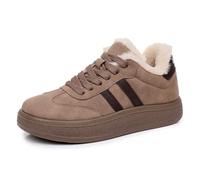 Baskets pour femme - Chaussures d'hiver décontractées rétro doublées chaudes avec semelle souple - Chaussures de course confortables - Chaussures de mode polyvalentes pour tous les jours, café, 37 EU