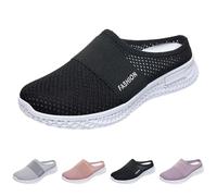 Baskets pour femme - Chaussures orthopédiques à enfiler - En maille - Pour femme - Chaussures de marche ouvertes à l'arrière - Pieds larges - Sans lacets - Avec amortissement - Chaussures de marche