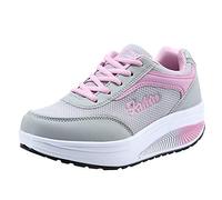 Baskets pour femme - En maille - À lacets surélevés - Avec talon compensé - Chaussures de course - Chaussures de sport - Tennis - Fitness - Jogging - Chaussures de marche - Légères et respirantes -