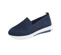 Baskets pour femme, taille 38, tendance, couleur unie, maille, respirantes, semelle épaisse, confortables, décontractées, noires, bleu marine, 39.5 EU