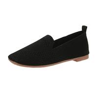 Baskets pour femme tricotées respirantes côté souple semelle souple chaussures décontractées rayées en maille confortable chaussures décontractées pour femme chaussures sandales noires, Noir , 40 EU