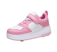 Baskets pour fille avec semelles épaisses - Chaussures de patinage tendance pour enfants - Chaussures de sport confortables avec système de roues automatiques, Rose, 36 EU
