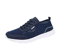Baskets pour homme avec doublure en maille respirante et antidérapante - Semelle intérieure rembourrée - Chaussures d'été légères à bout large - Pour la gym, le fitness, le jogging, la marche, bleu