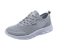 Baskets pour homme - Chaussures de marche à enfiler en maille respirante - Baskets décontractées confortables et légères à lacets - Semelle souple - Chaussures de course, gris, 42 1/3 EU
