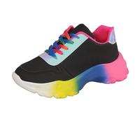 Baskets pour homme et femme - Chaussures de sport colorées - Respirantes et confortables - Chaussures de course à pied légères - Antidérapantes - Pour un usage quotidien, Noir , 37 1/3 EU