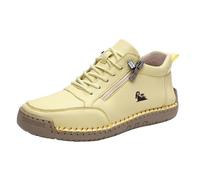 Baskets pour homme et femme - En cuir - Avec fermeture éclair latérale - Chaussures de marche plates - Antidérapantes - Douces - Orthopédiques - Respirantes et confortables - Chaussures de sport en