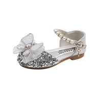 Baskets pour homme et jeune fille - Chaussures de loisirs en cuir - Chaussures de danse - Chaussures de performance - Bout rond - Chaussures de robe, argenté, 34 EU