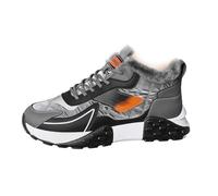 Baskets rétro décontractées à lacets pour homme avec doublure en fourrure, confortables et antidérapantes pour la course à pied, le basket-ball, Peluche grise, 38 EU