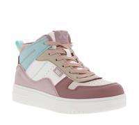 Baskets rose pastel plates et à lacets et zip latéral avec empiècements bleus 38