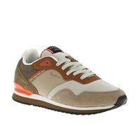 Baskets running en cuir marron et orange à talon plat avec logo blanc 43