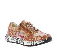 Baskets running en cuir orange à motifs fleuris avec lacets et zip latéral 38