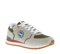 Baskets running grèges et kakis avec un patch logo et à lacets plats blancs 40