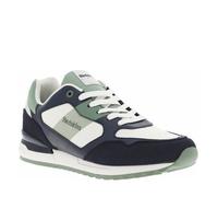 Baskets running marine à talon plat avec empiècements écrus et verts 43