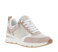 Baskets running roses et blanches à talon compensé avec lacets et zip latéral 41