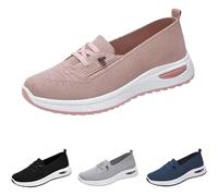 Baskets sans lacets pour femme - Chaussures orthopédiques légères à enfiler avec coussin extensible - Baskets basses en maille respirante tricotée, rose, 39 EU
