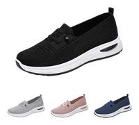 Baskets sans lacets pour femme - Chaussures orthopédiques légères à enfiler avec coussin extensible - Baskets basses en maille respirante tricotée, Noir , 39.5 EU