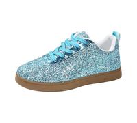 Baskets scintillantes à enfiler pour femme, baskets à paillettes, chaussures de marche tendance et à lacets, chaussures décontractées légères et antidérapantes, baskets basses uniques pour femme, bleu