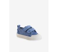 Baskets scratchées textile imprimé bébé bleu chambray 22