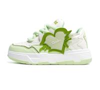 Baskets Skate Classiques Homme Femme Tige Cuir-Mesh Durable Semelle Caoutchouc Stable Plateforme épaisse Sneakers Mode,Limegreen,42 EU