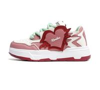 Baskets Skate Classiques Homme Femme Tige Cuir-Mesh Durable Semelle Caoutchouc Stable Plateforme épaisse Sneakers Mode,Terracottared,44 EU