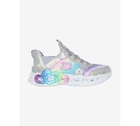 Skechers Girls Baskets, Bordure synthétique argentée, 33.5 EU