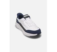 Skechers Homme Contour Foam Cozy Fit Basket, White Mesh/Duraleather/Navy Trim, 45 EU